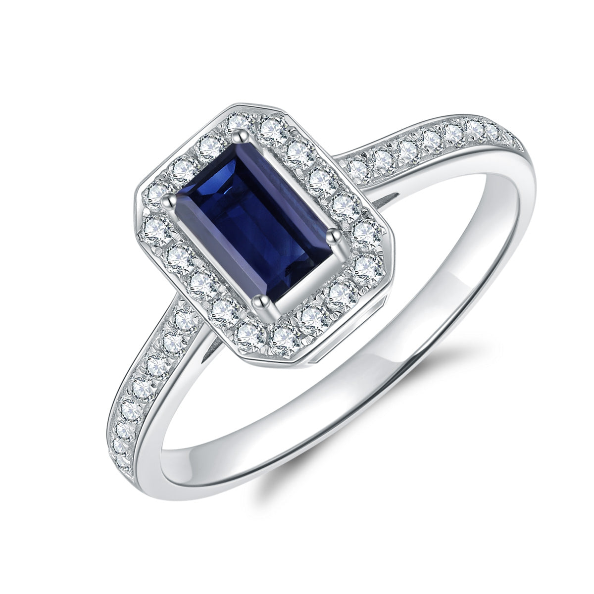 9ct White Gold Black Sapphire & Diamond Ring