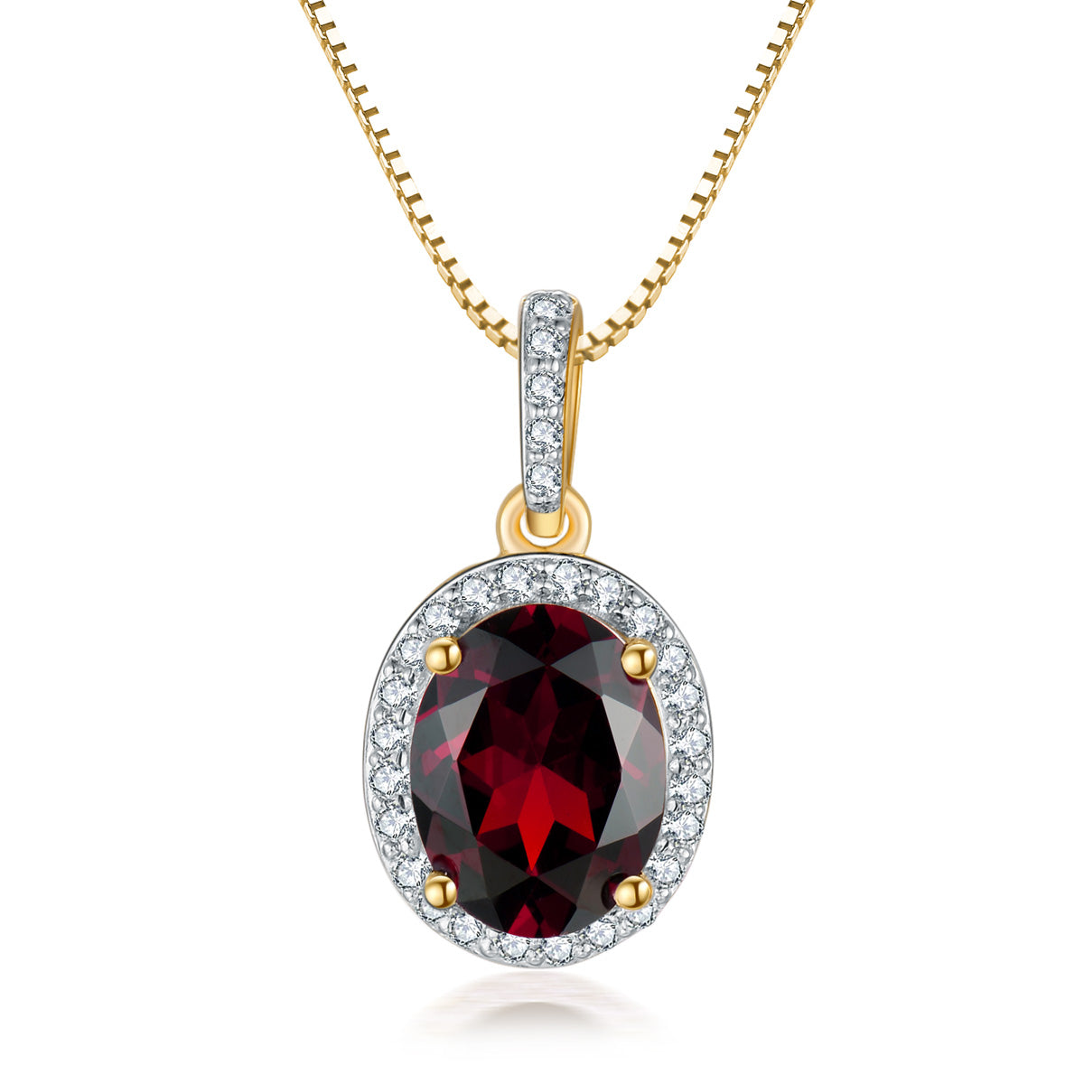 9ct Yellow Gold Garnet & Diamond Pendant