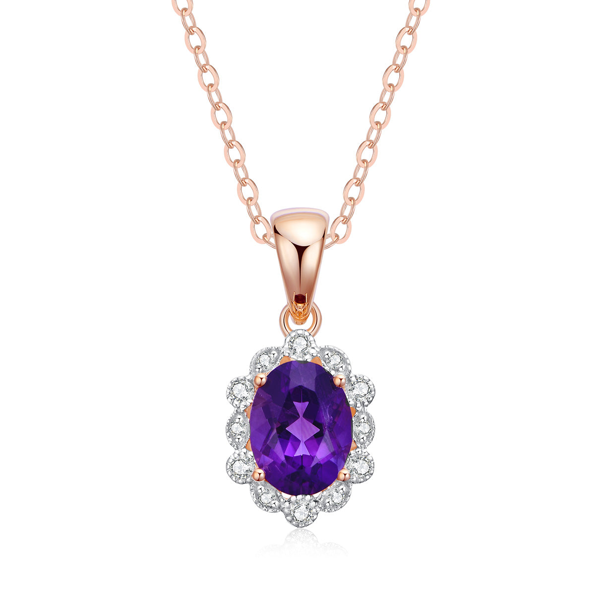 9ct Yellow Gold Amethyst & Diamond Pendant