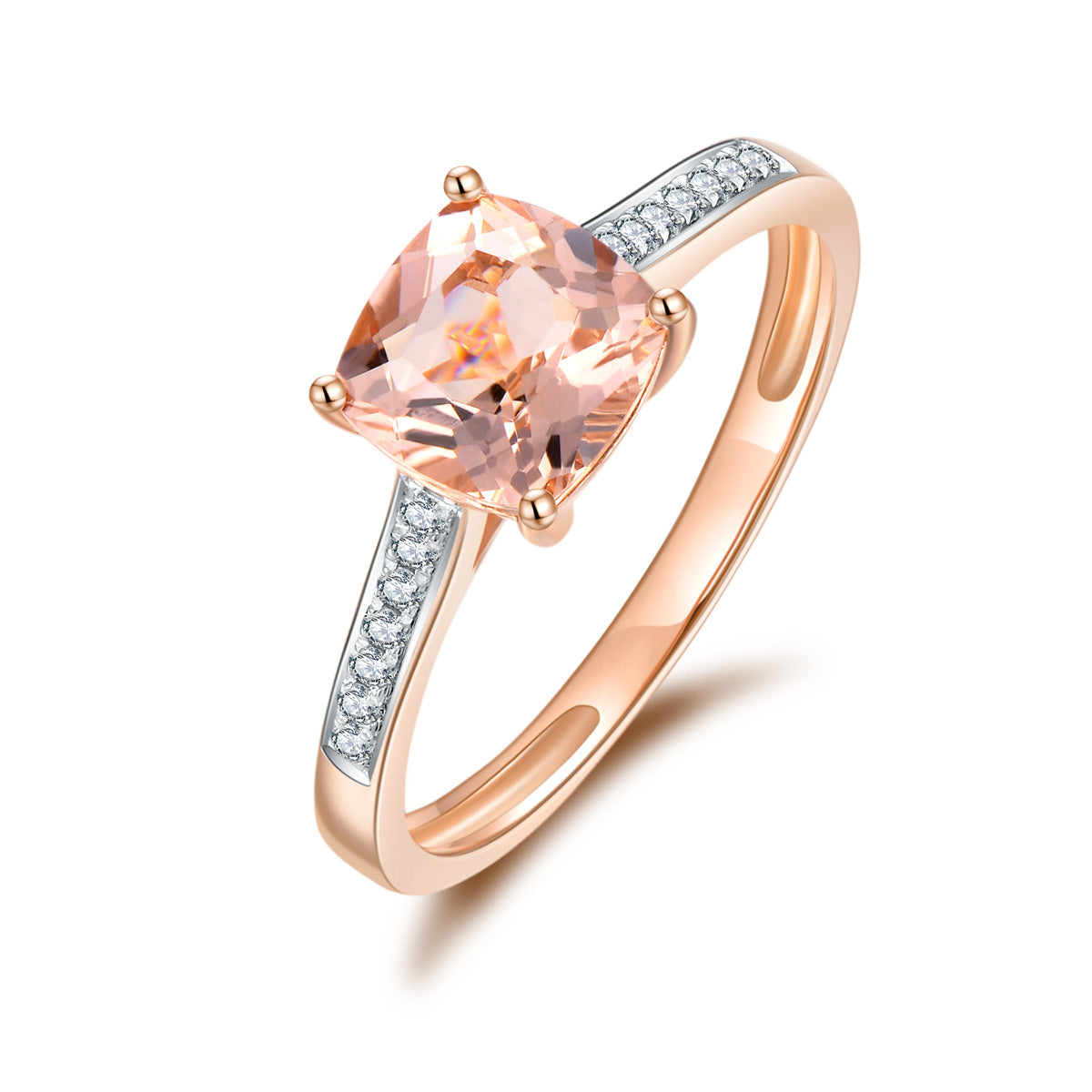 9ct Rose Gold Morganite & Diamond Ring