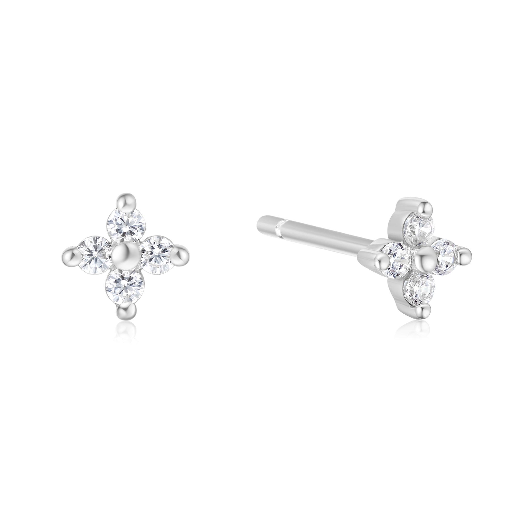 Ania Haie Silver Four-Petal Stud Earrings