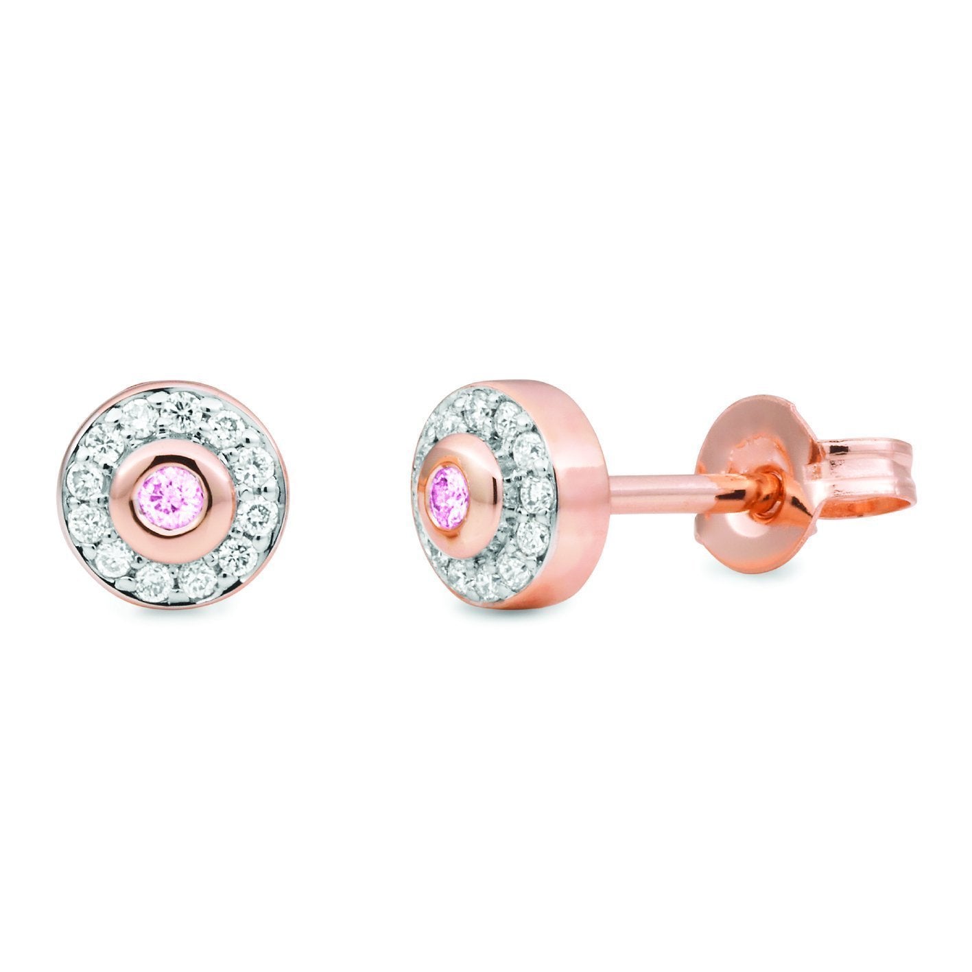 0.12ct Pink & White Diamond Earrings in 9ct Rose Gold