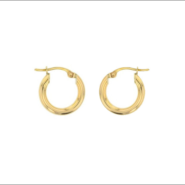 9ct Yellow Gold Plain 10mm Hoop Earrings