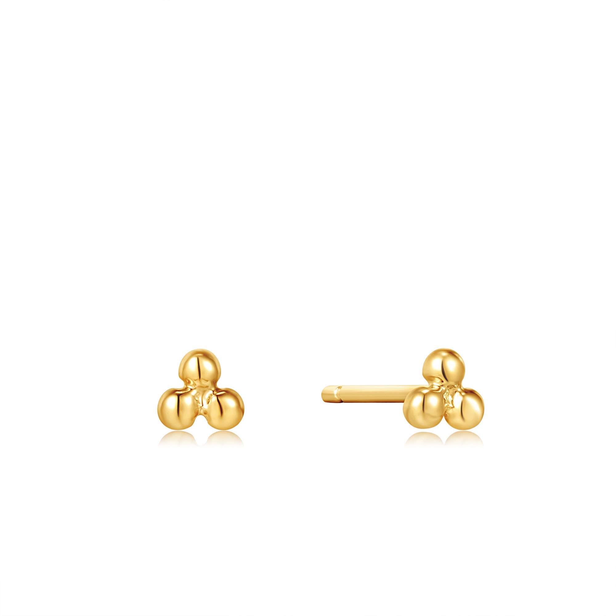 Ania Haie 14ct Gold Triple Ball Stud Earrings