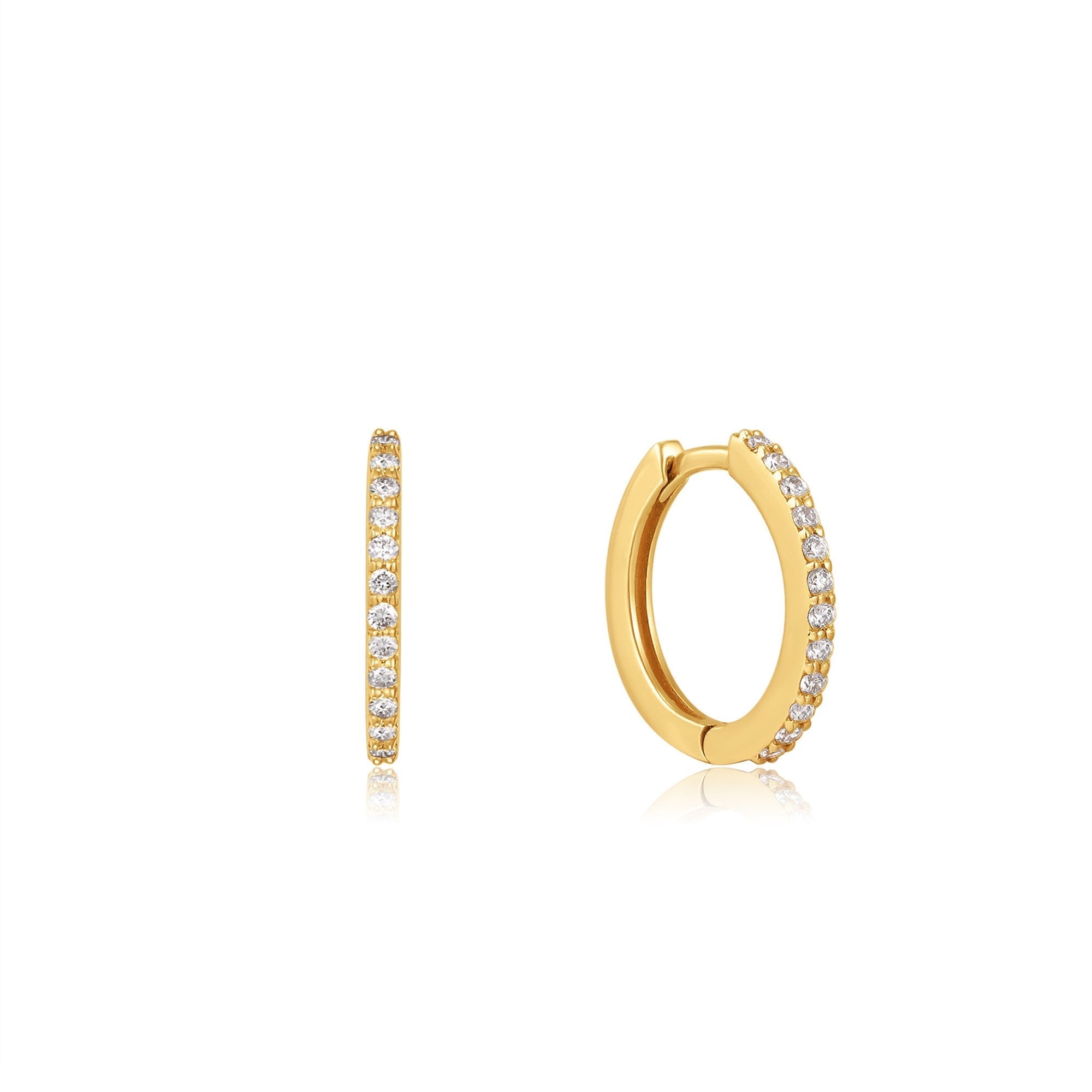 Ania Haie 14ct Gold Natural Diamond Huggie Hoop Earrings