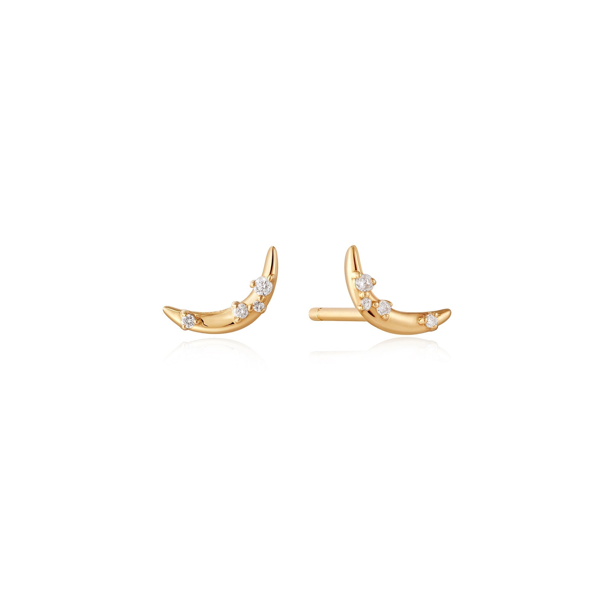 Ania Haie 14ct Gold Stargazer Natural Diamond Moon Stud Earrings