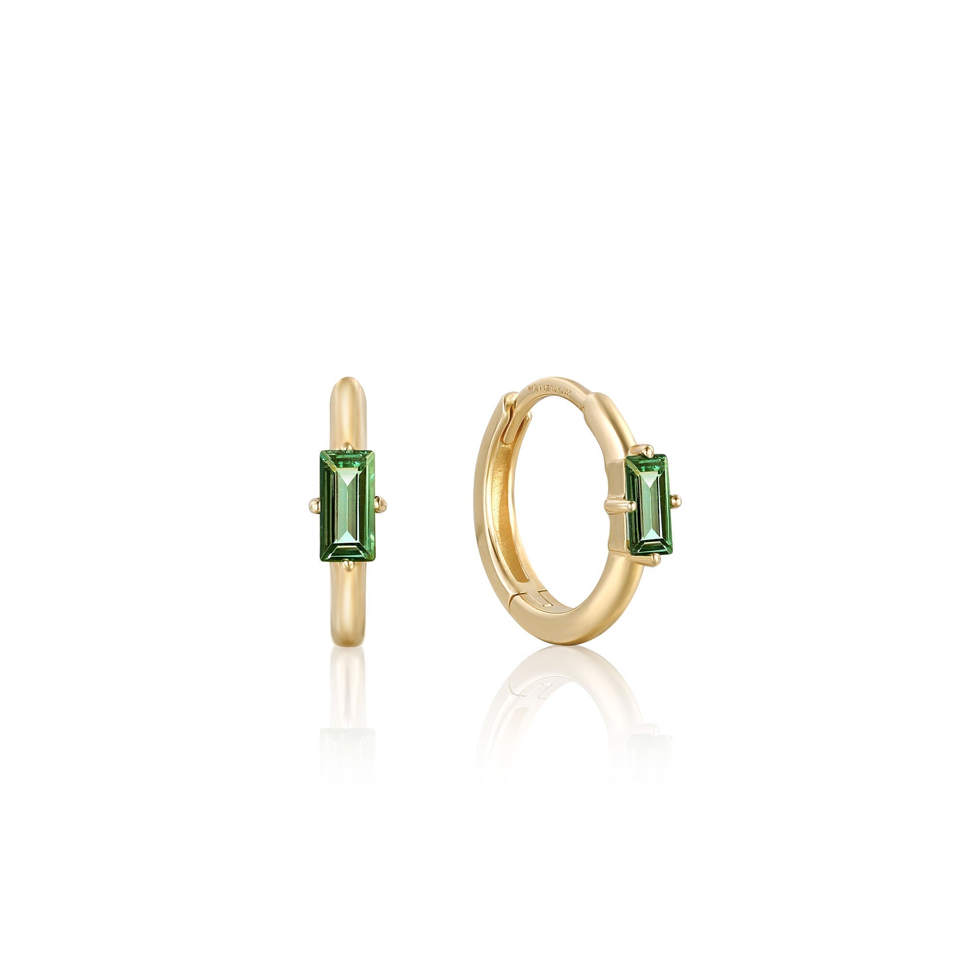 Ania Haie 14ct Gold Tourmaline Emblem Huggie Hoop Earrings