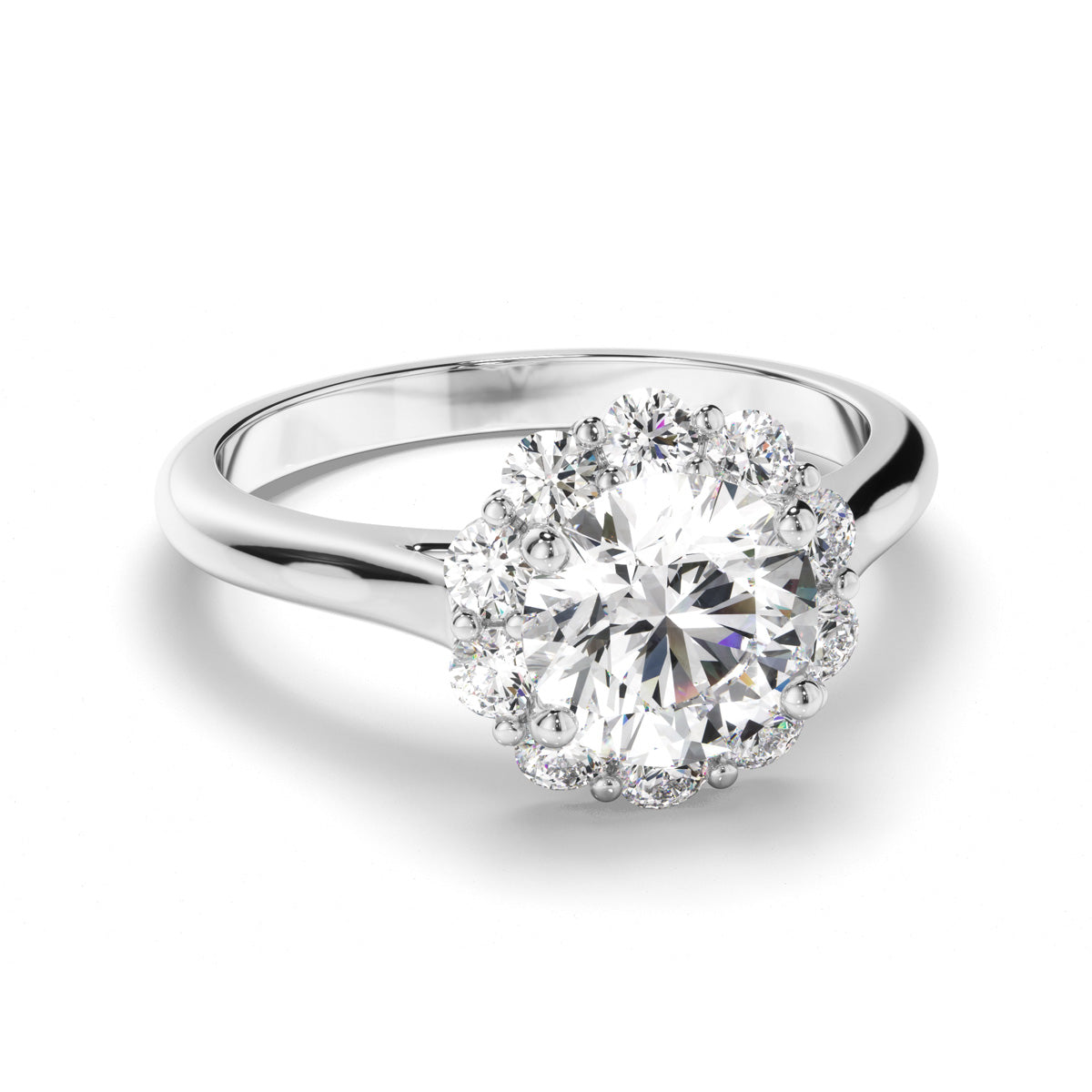 Round Brilliant Cut Diamond Halo Engagement Ring