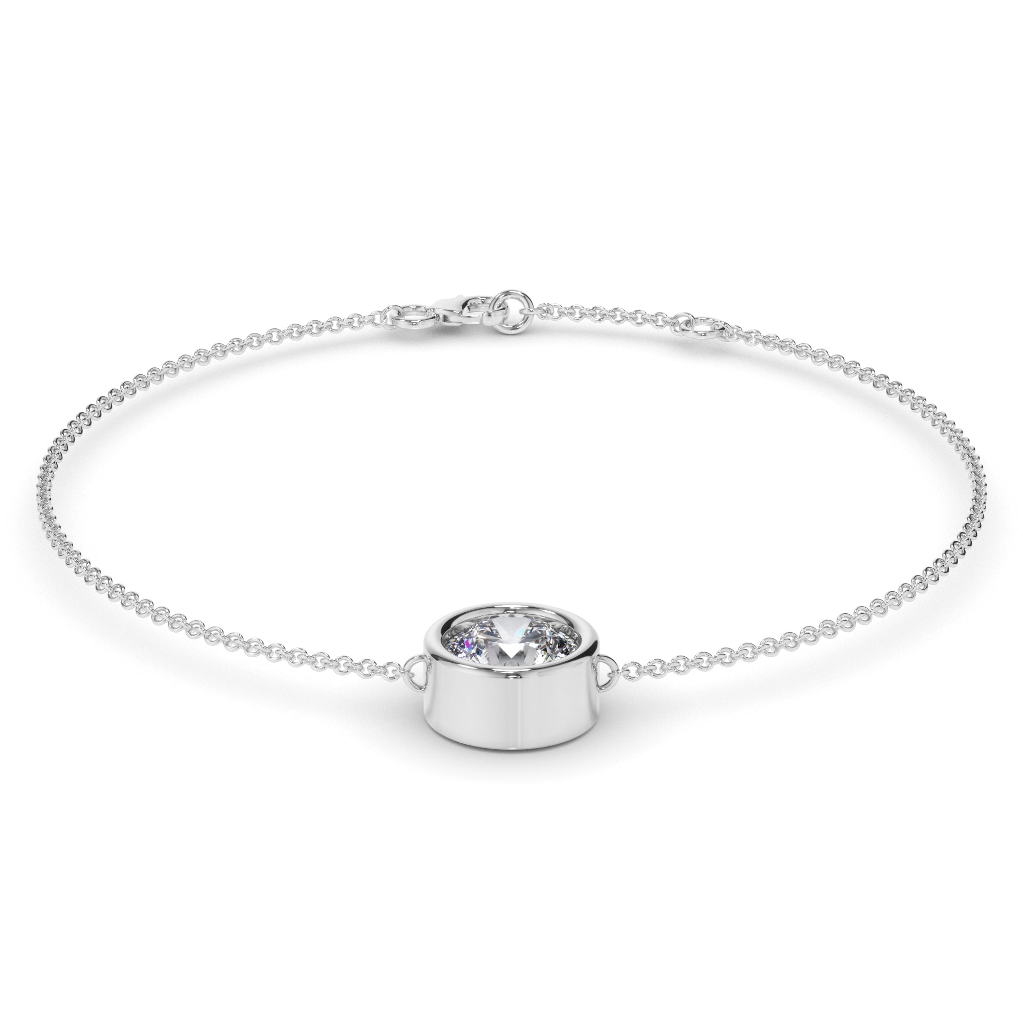 Round Brilliant Cut Diamond Bezel Set Bracelet