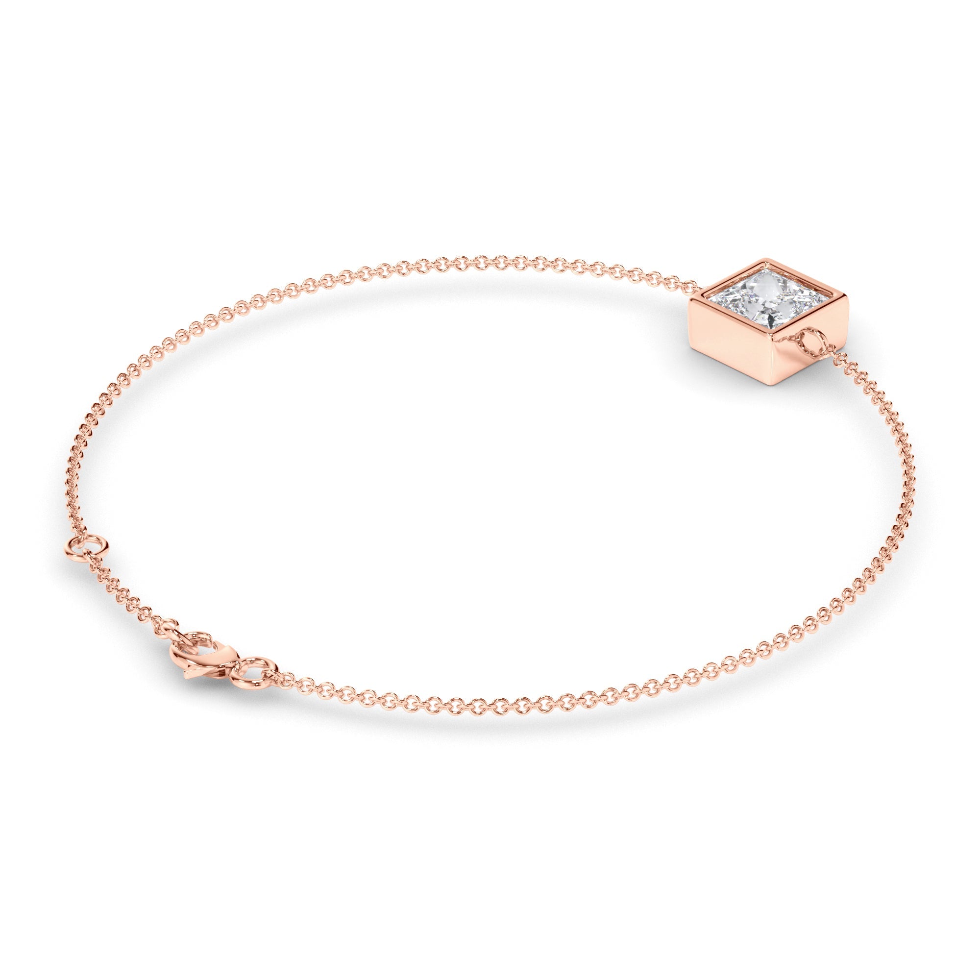 Princess Cut Diamond Bezel Set Bracelet