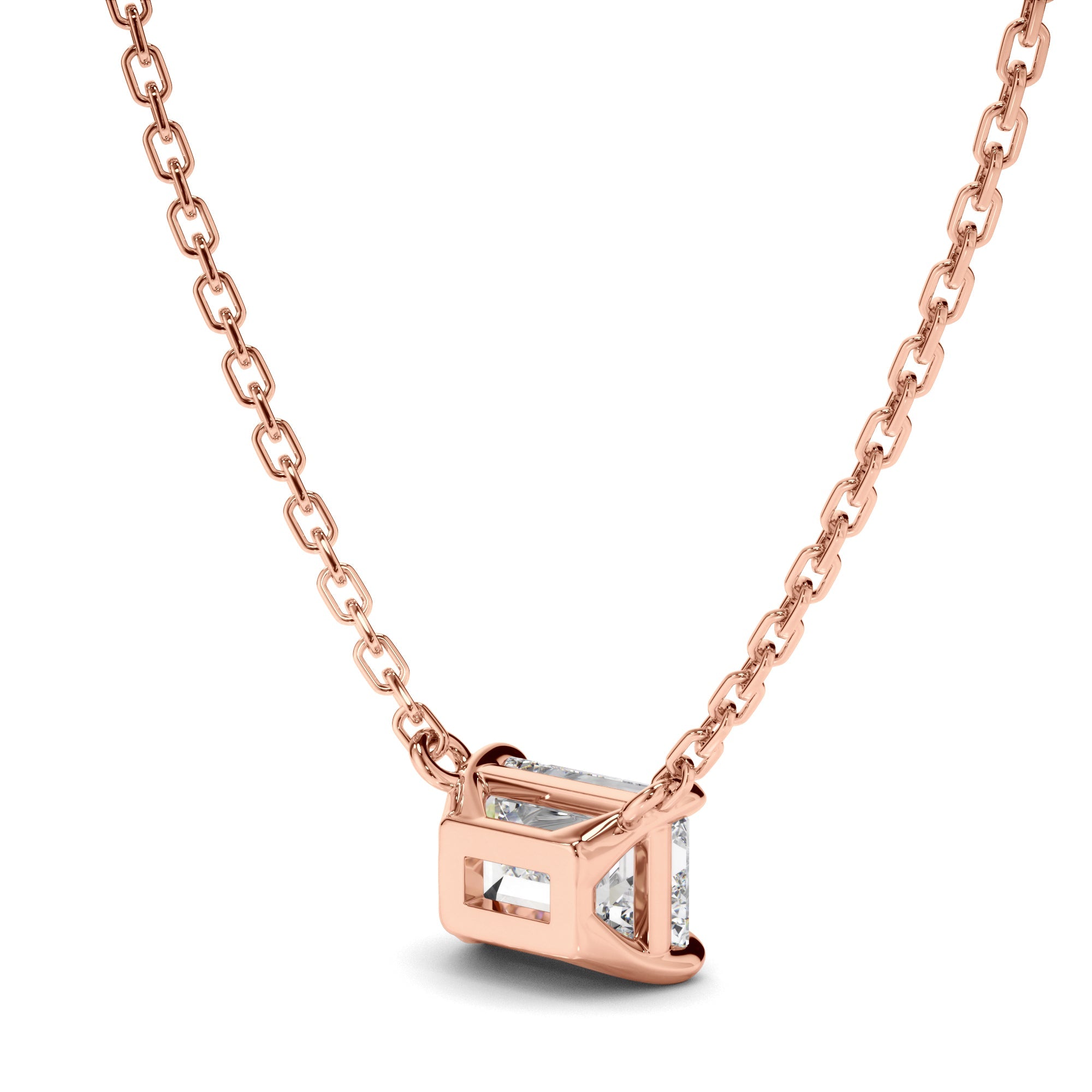 East West Emerald Cut Diamond Necklet