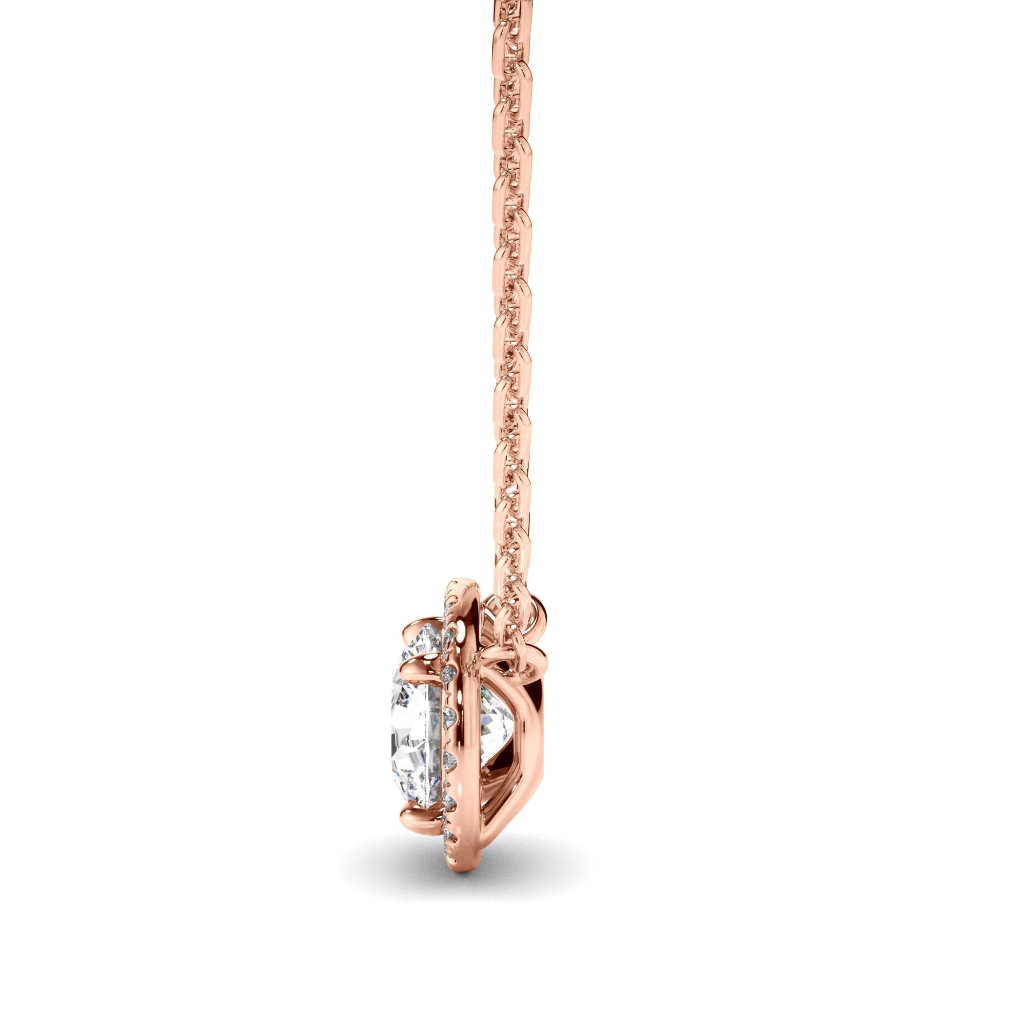 Round Brilliant Cut Diamond Halo Necklet