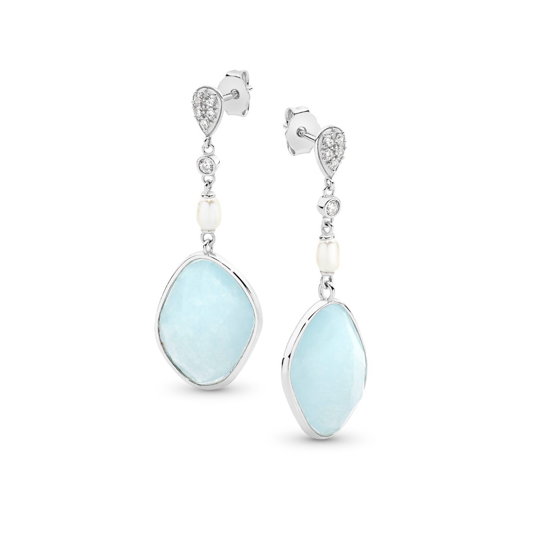 Sterling Silver Aria Pearl Drop Earrings