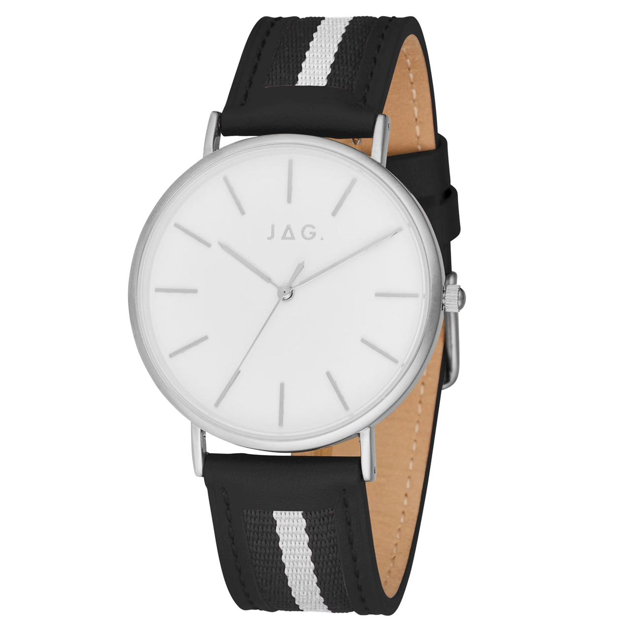 Jag Daniel Black Leather & Fabric Watch J2401