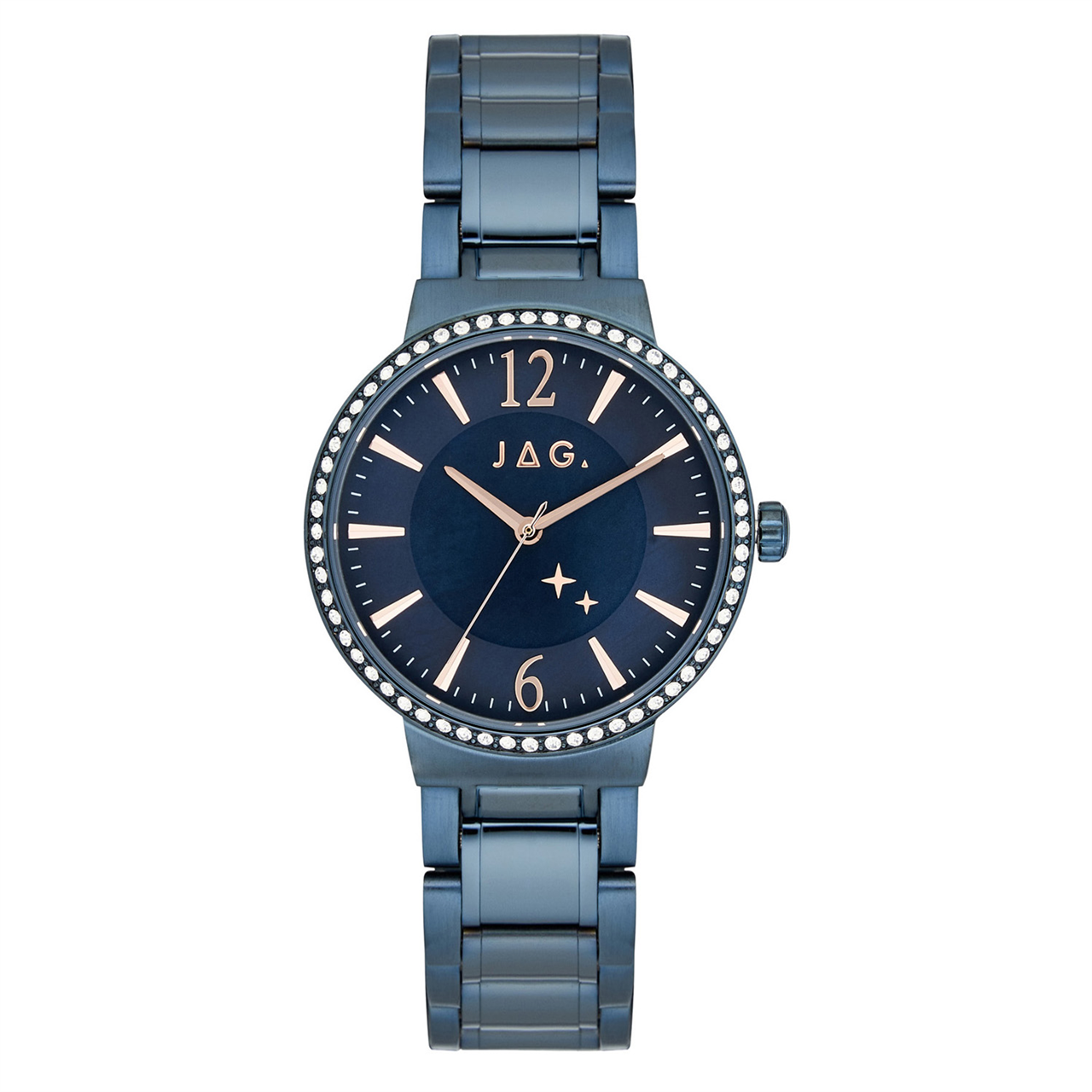 Jag Navy Stainless Steel Crystal Set Analogue Watch J2702A