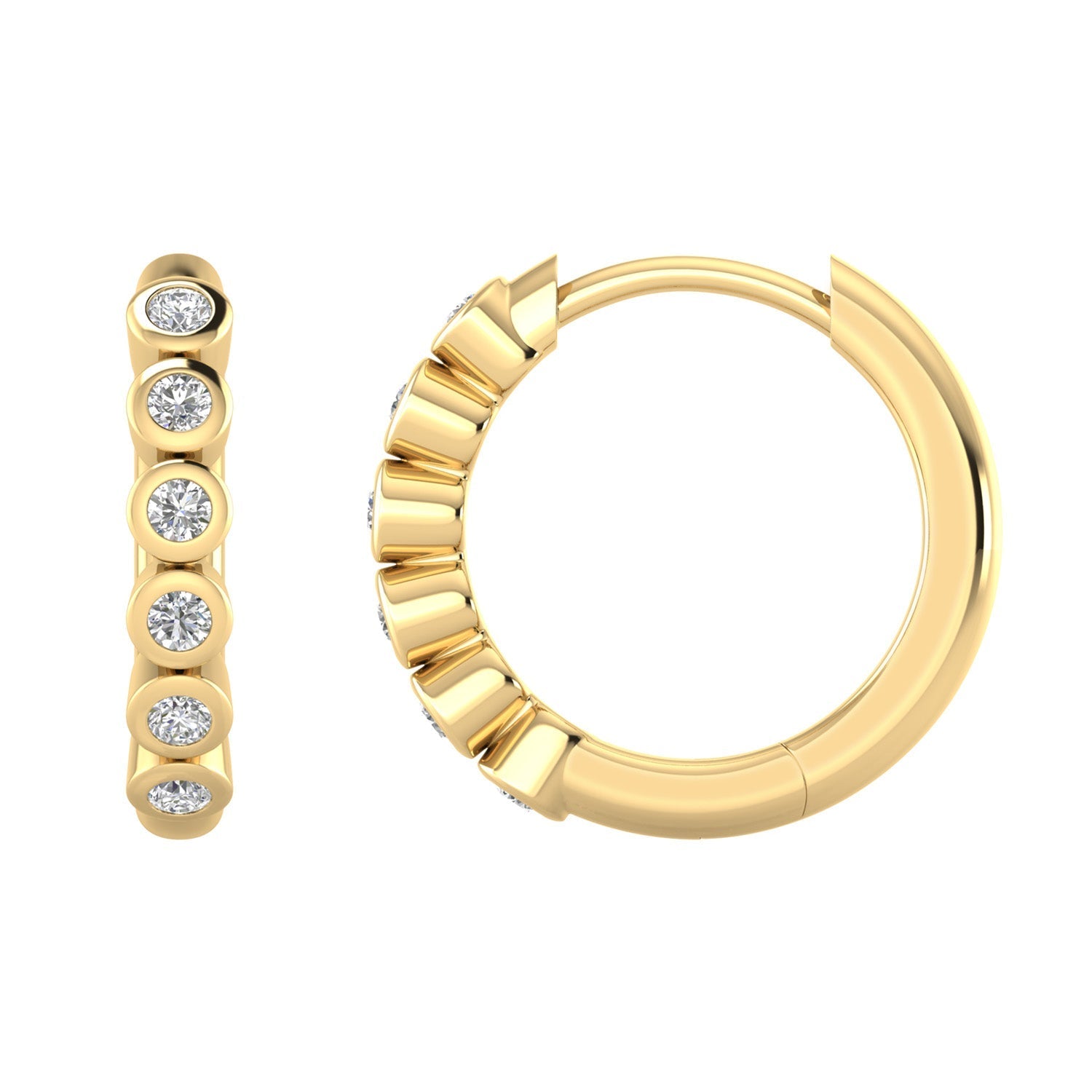 22ct Gold Vermeil 0.15ct Lab Grown Diamond 12.6mm Hoop Earrings