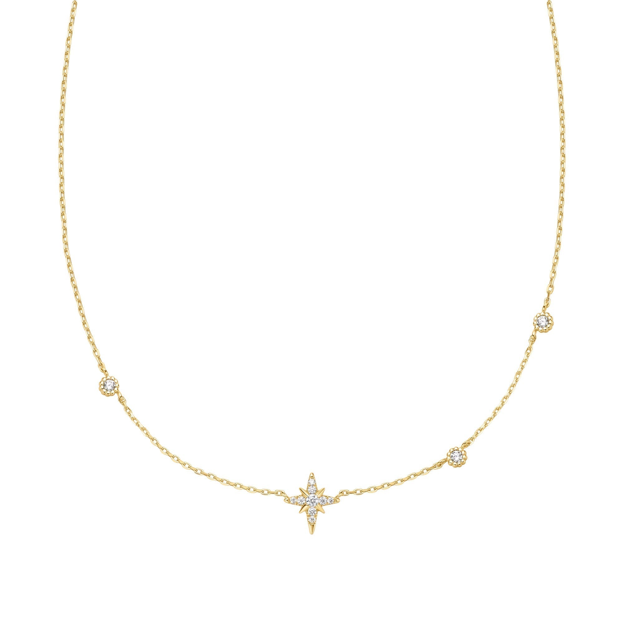 Ania Haie Gold Eight-Pointed Star Cubic Zirconia Station Necklace