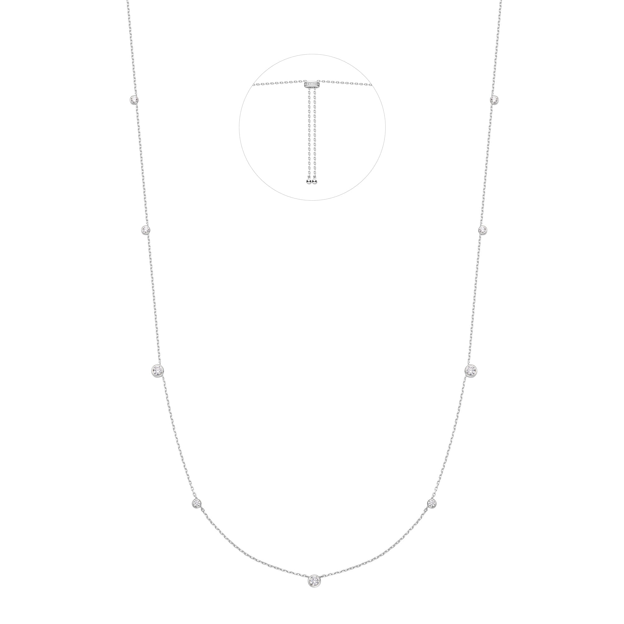 Ania Haie Silver Bezel Cubic Zirconia Station Necklace