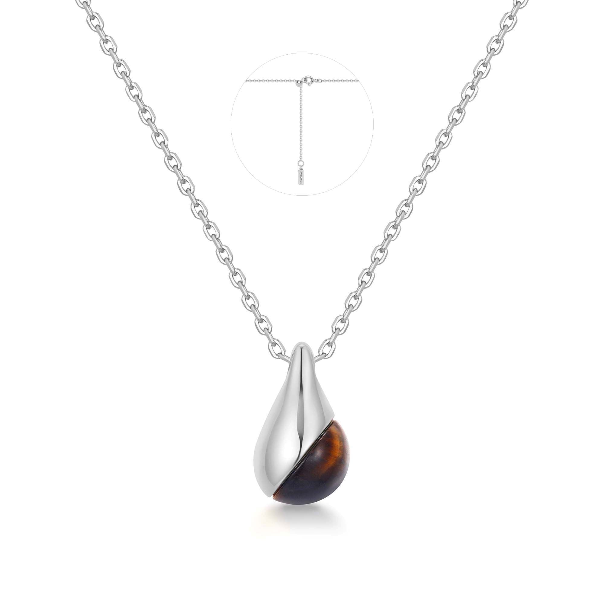 Ania Haie Silver Tiger Eye Droplet Pendant Necklace