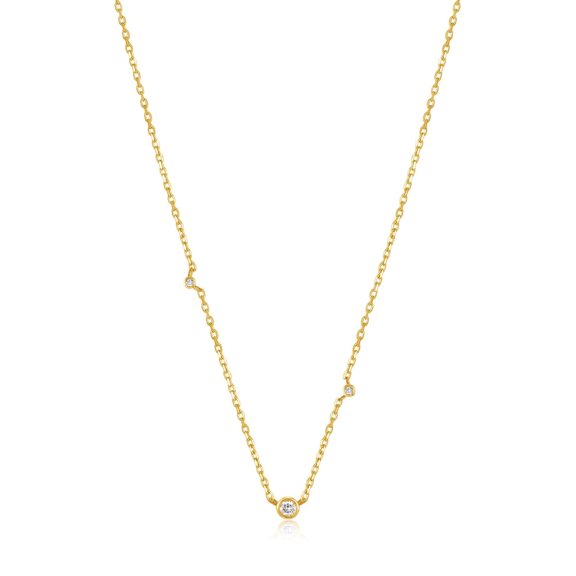 Ania Haie 14ct Gold Triple Natural Diamond Necklace