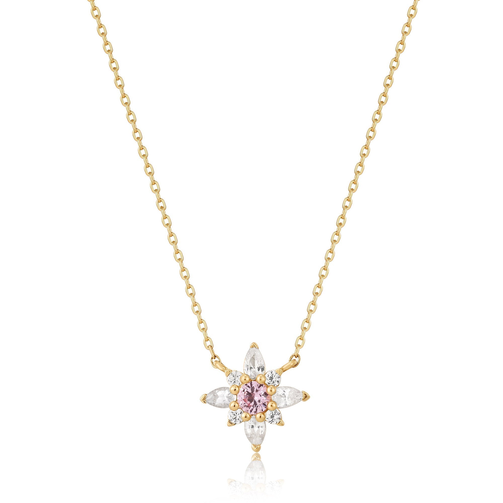 Ania Haie 14ct Gold White and Pink Sapphire Flower Necklace