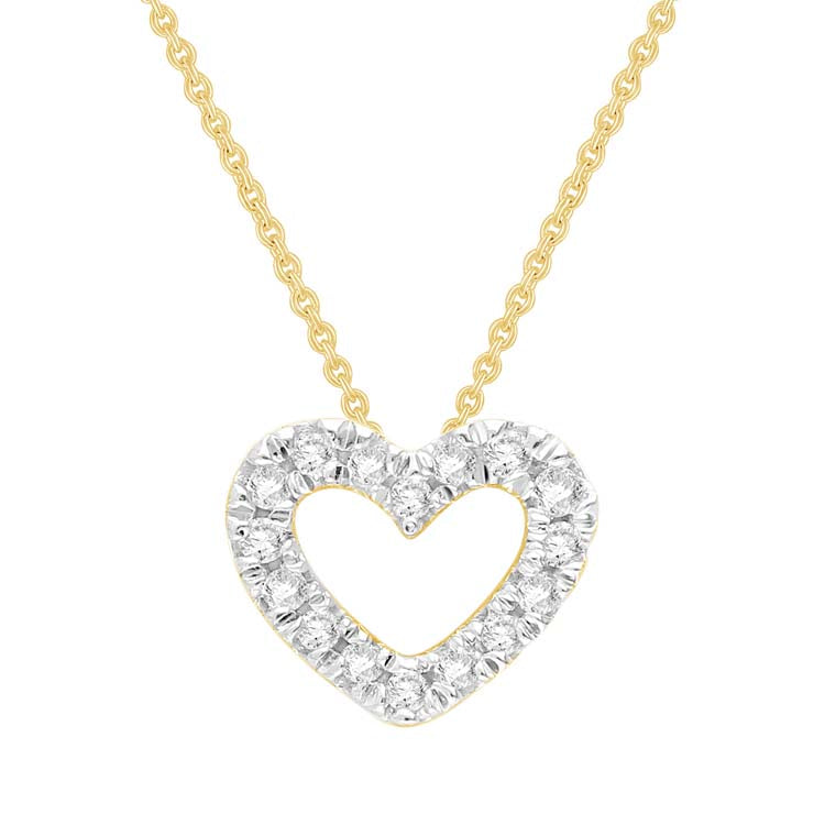 0.04ct Diamond Heart Necklace 45cm in 9ct Yellow Gold