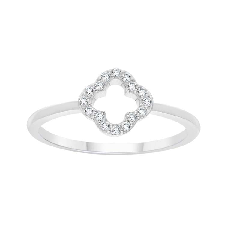 0.09ct Diamond Clover Ring in 9ct White Gold