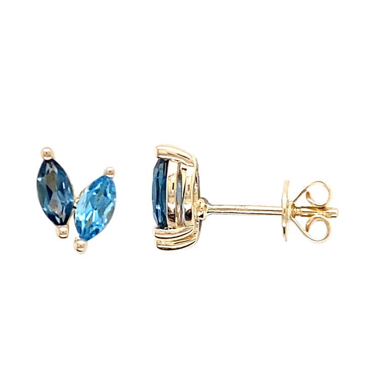 London Blue Topaz and Blue Topaz Earrings in 9ct Yellow Gold