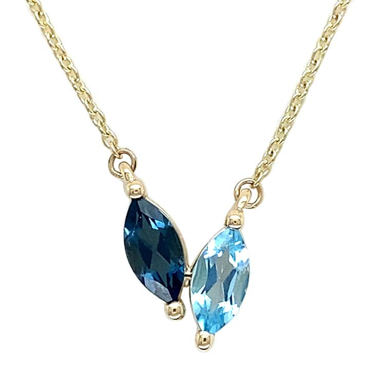 London Blue Topaz and Blue Topaz 45cm Necklace in 9ct Yellow Gold