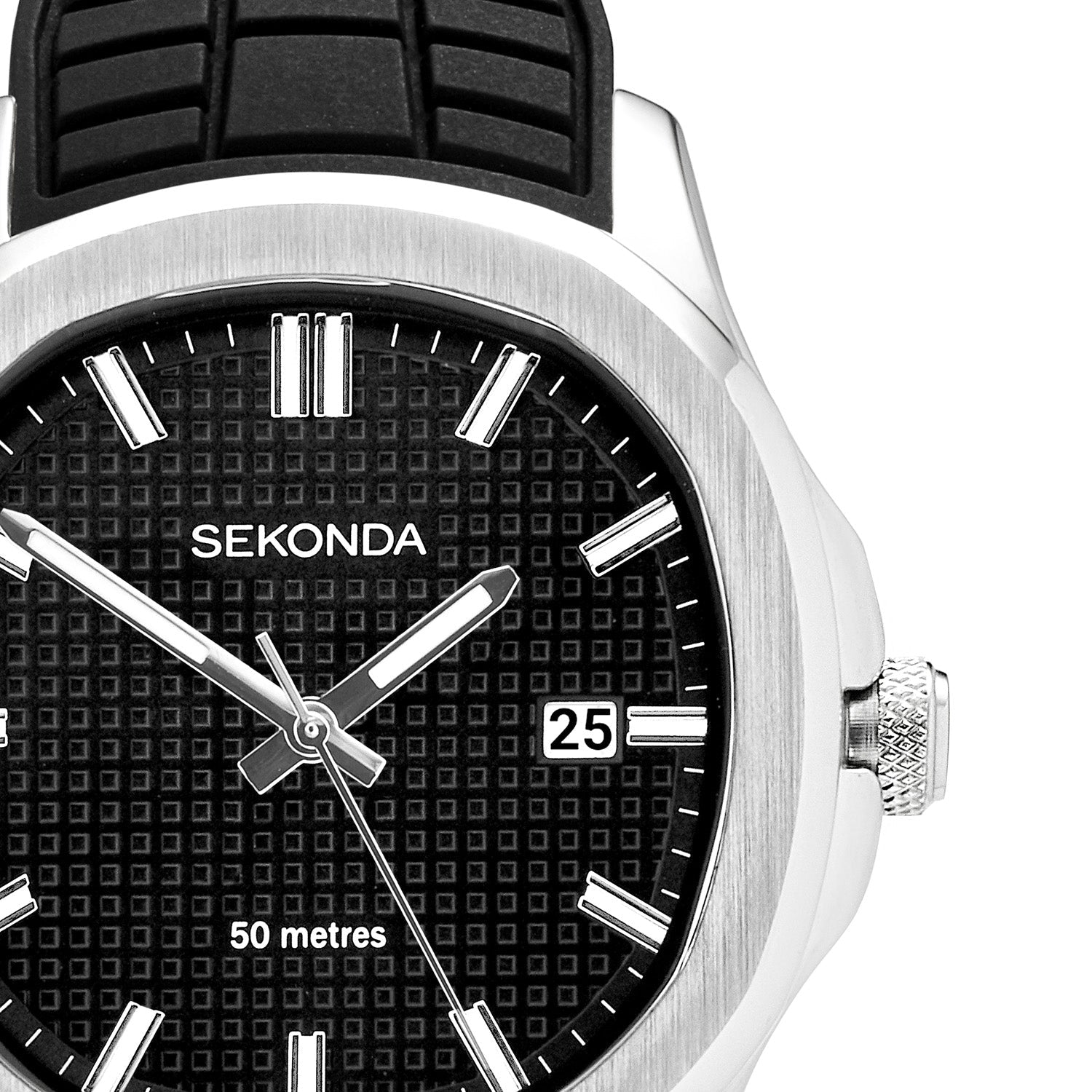 Sekonda Mens Octaire Black Dial Black Rubber 40mm Watch SK30274