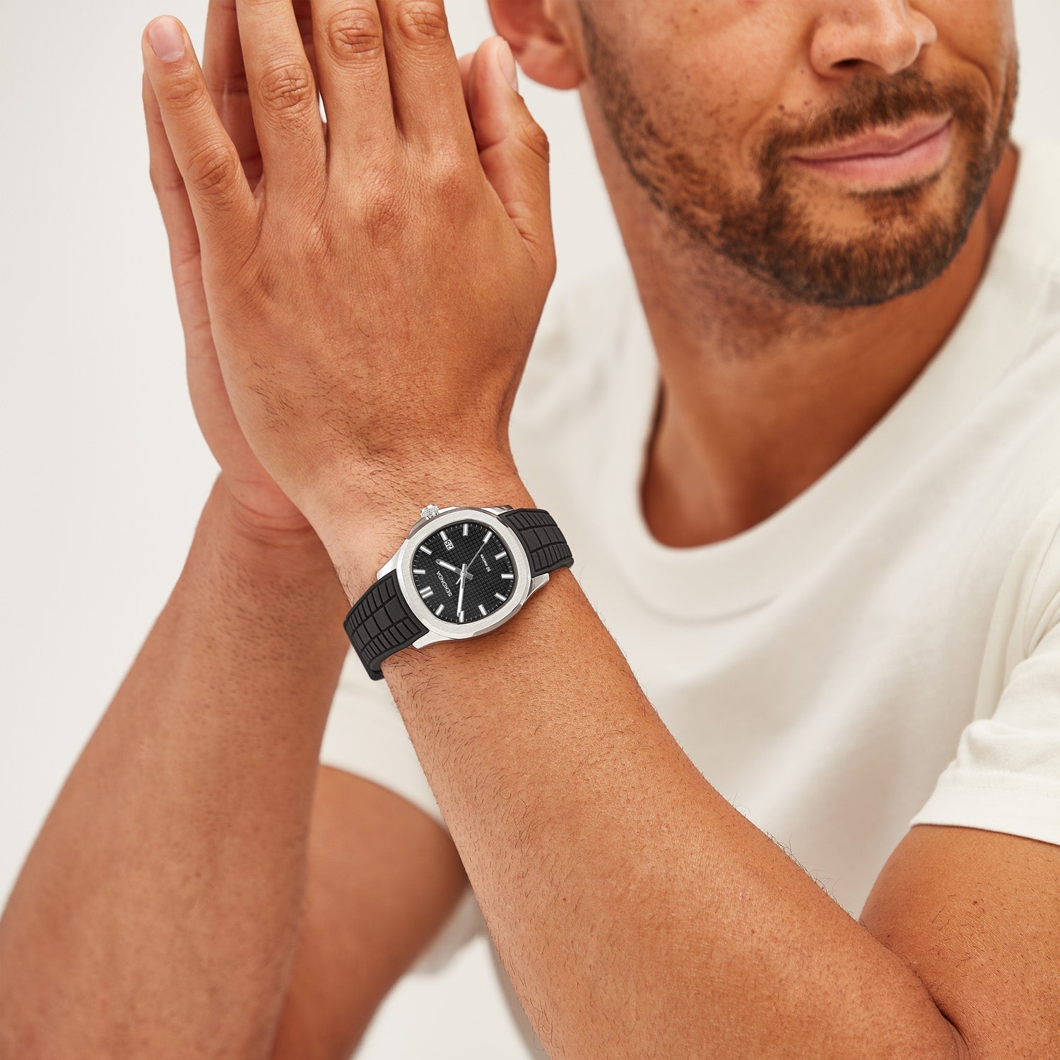 Sekonda Mens Octaire Black Dial Black Rubber 40mm Watch SK30274
