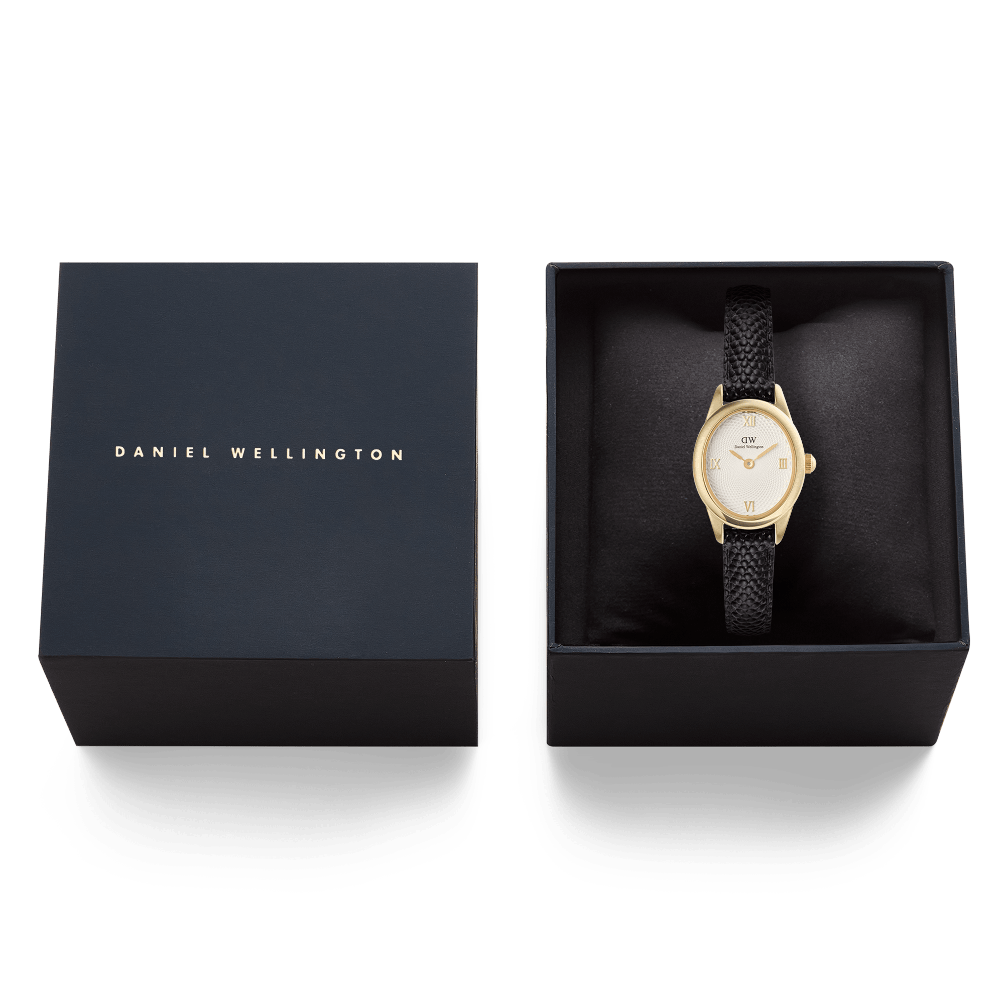Daniel Wellington Ophelia Mini Black Lizard White Guilloché Gold