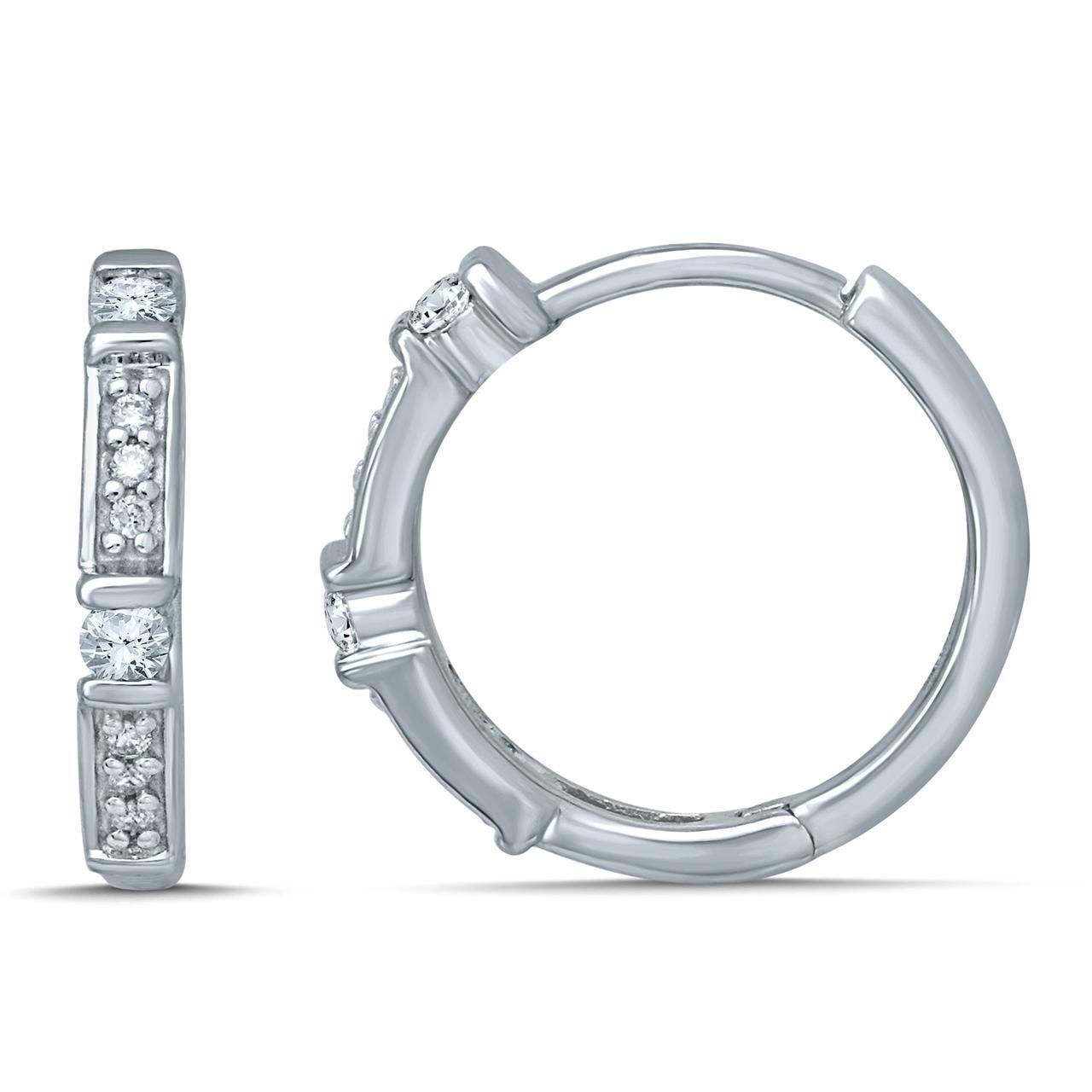 Diamond Vintage Inspired Huggies 9ct White Gold