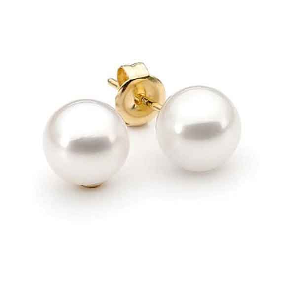 7.5mm Akoya Pearl Stud Earrings 18ct Yellow Gold