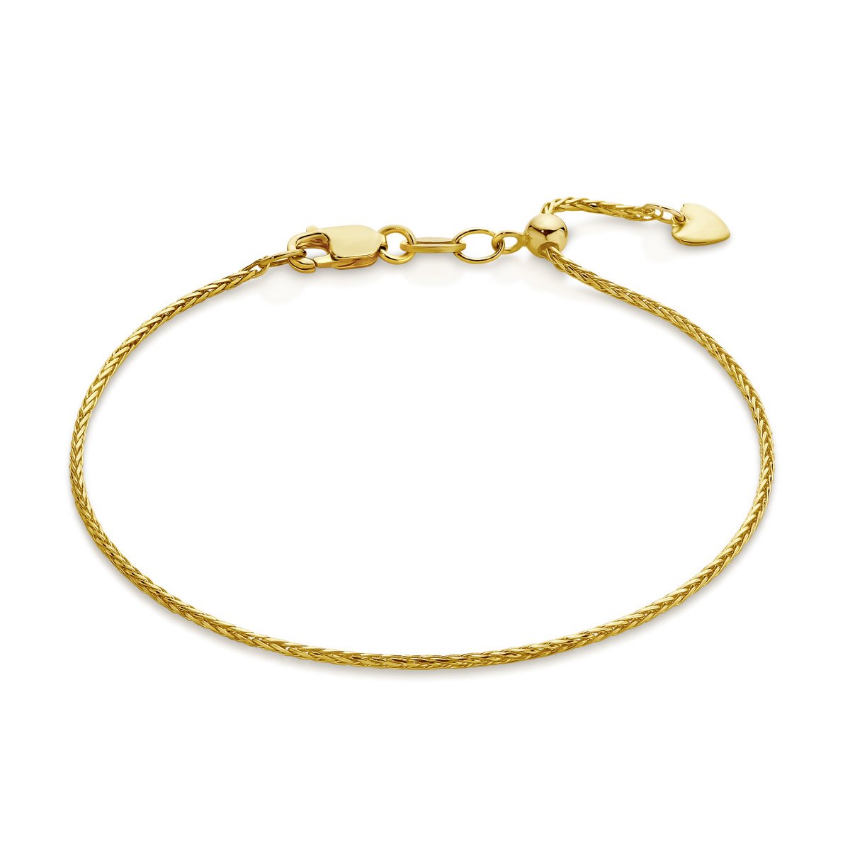 9ct Gold Adjustable 1.2mm Magic Wheat Link Bracelet, 18cm Length