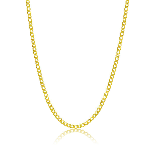 9ct Yellow Gold Super Flat Curb Link Chain, 2mm, 50cm