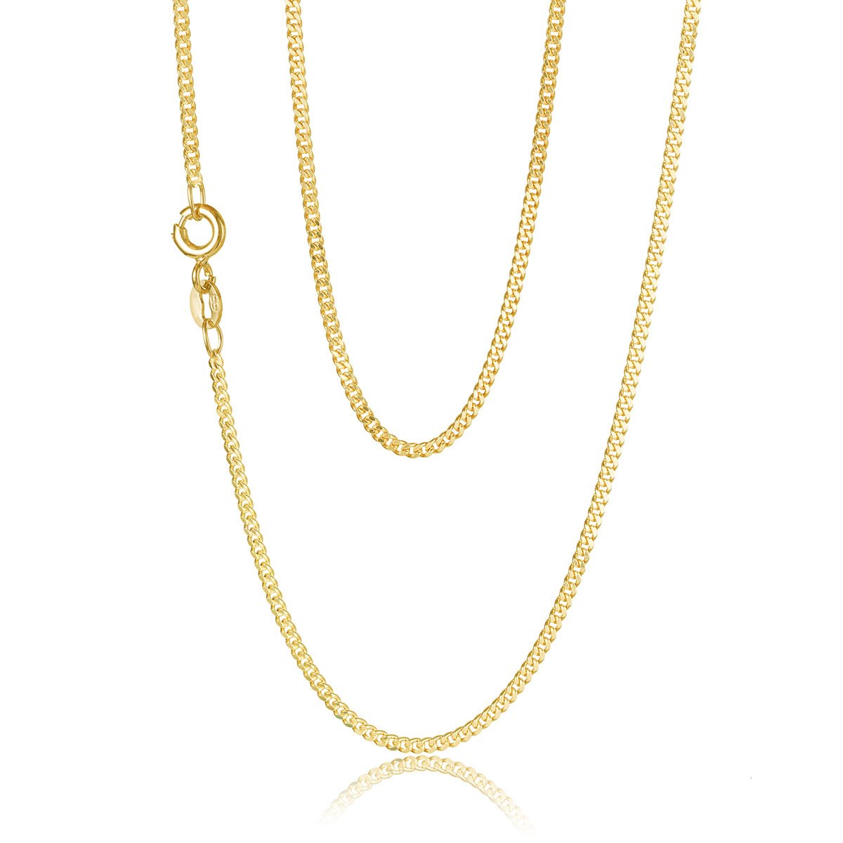 9ct Yellow Gold 2 Sided 1.60mm Curb Link Chain 50cm