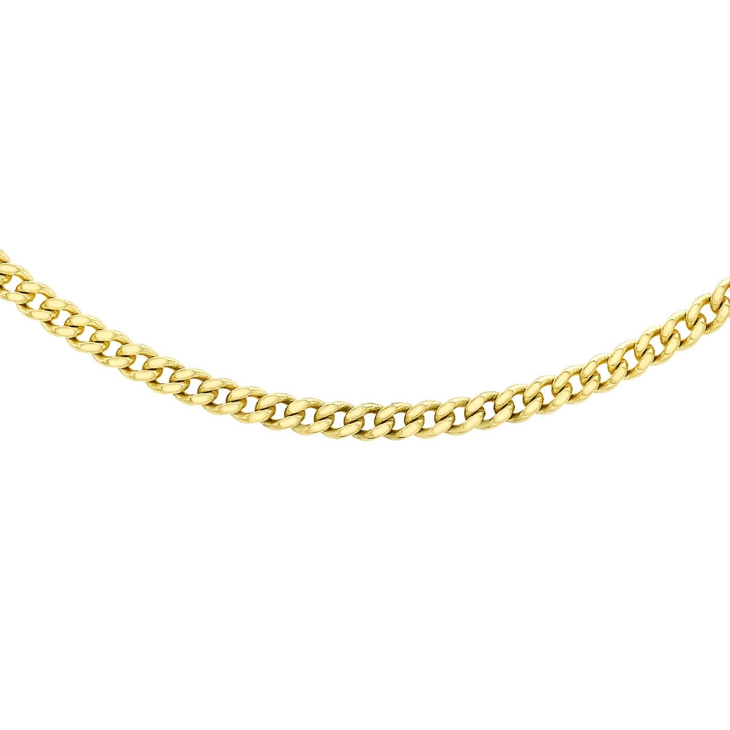 9ct Yellow Gold 25 Diamond Cut Curb Chain 40cm