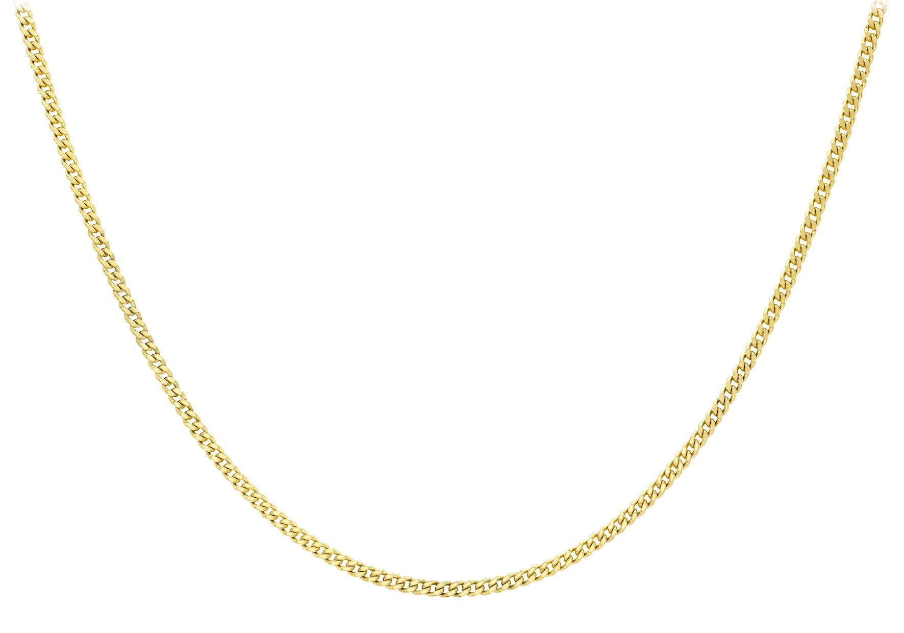 9ct Yellow Gold 30 Diamond Cut Adjustable Curb Chain 41cm-46cm