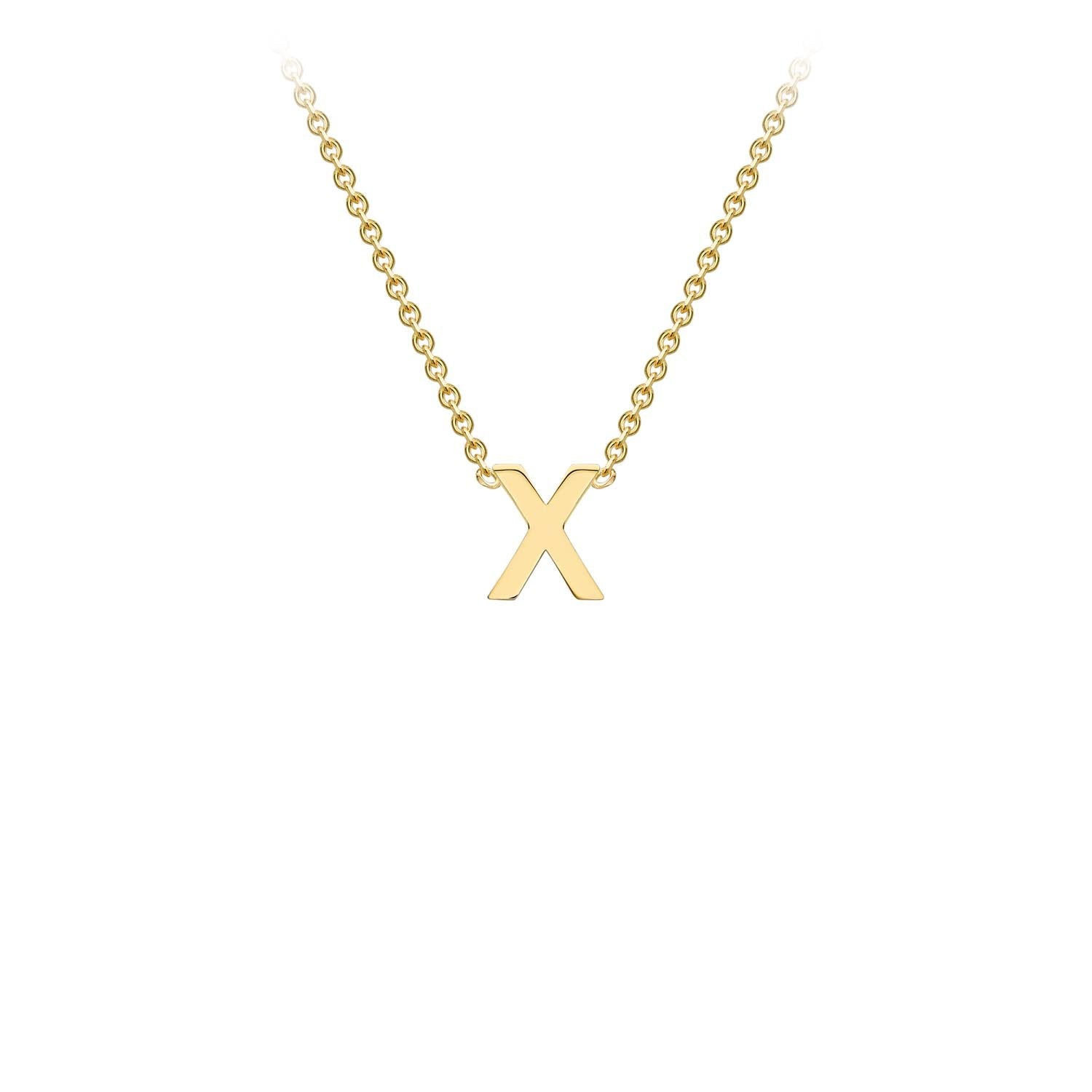 9ct Yellow Gold 'X' Initial Adjustable Letter Necklace 38/43cm