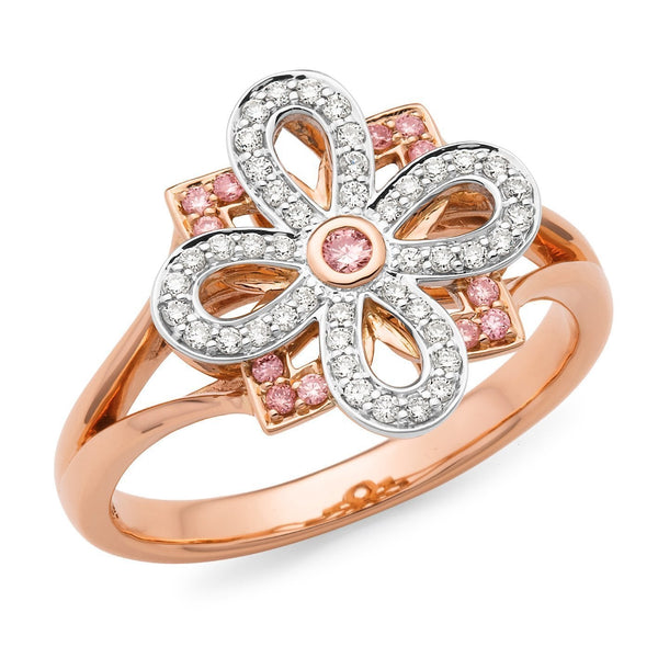 PINK CAVIAR 0.30ct Pink Diamond Ring in 9ct Rose & White Gold
