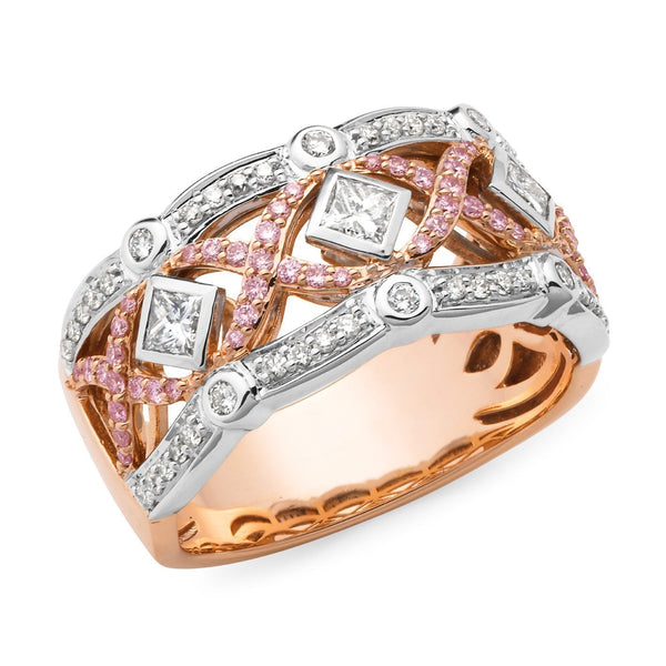 PINK CAVIAR 0.83ct Pink Diamond Ring in 9ct Rose & White Gold