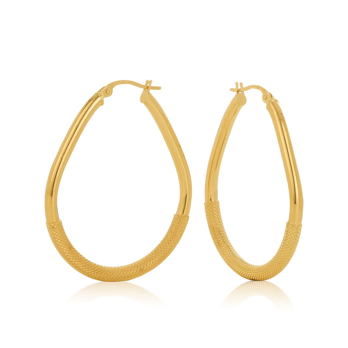9ct Yellow Gold 2mm Round Tube 30mm Hoop Earrings