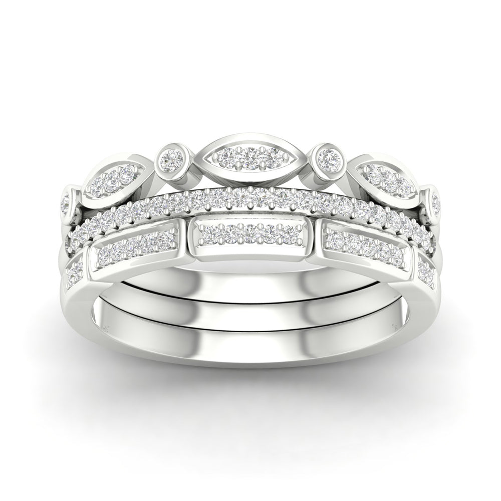 9ct White Gold 0.25ct Diamond Ring Set