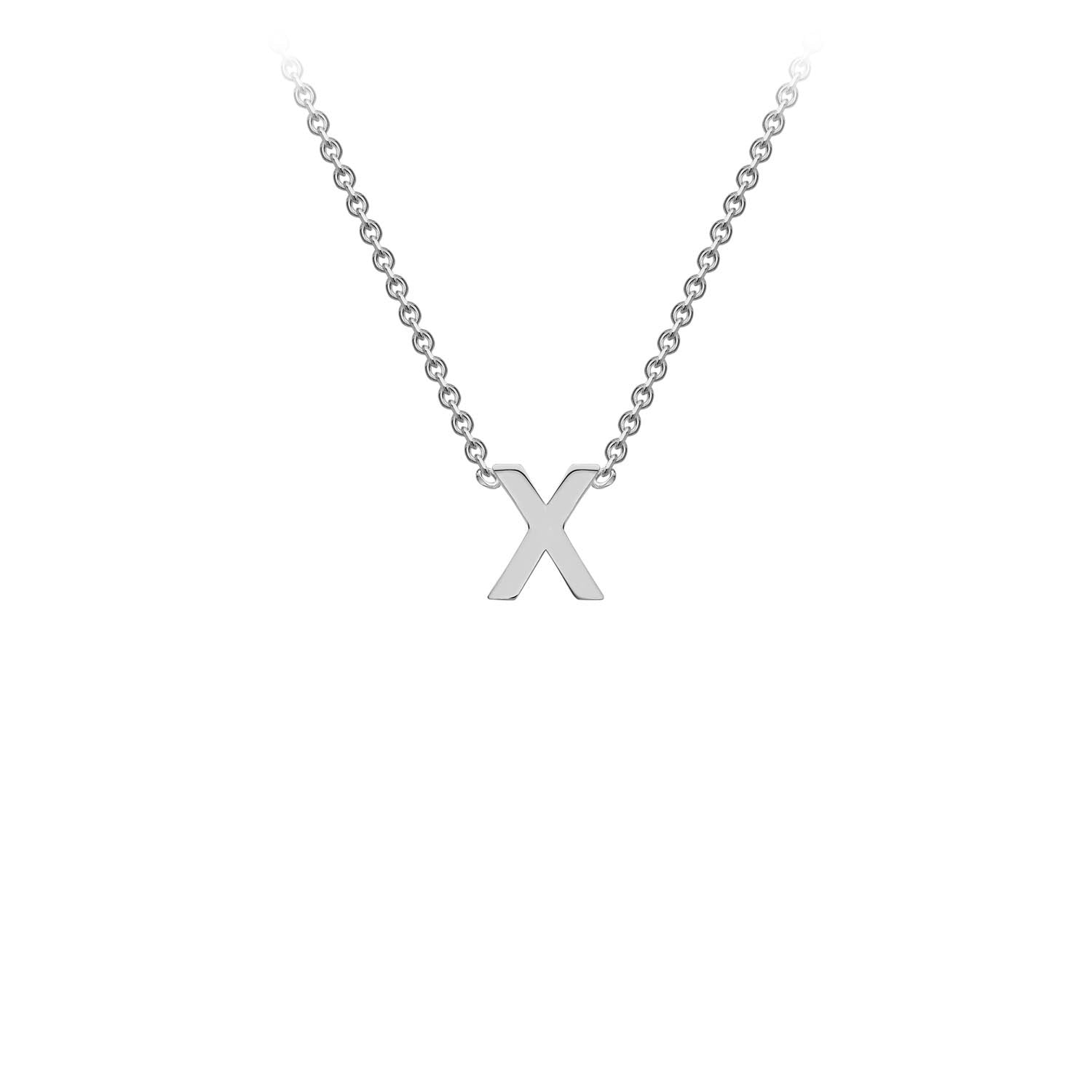 9ct White Gold 'X' Initial Adjustable Letter Necklace 38/43cm