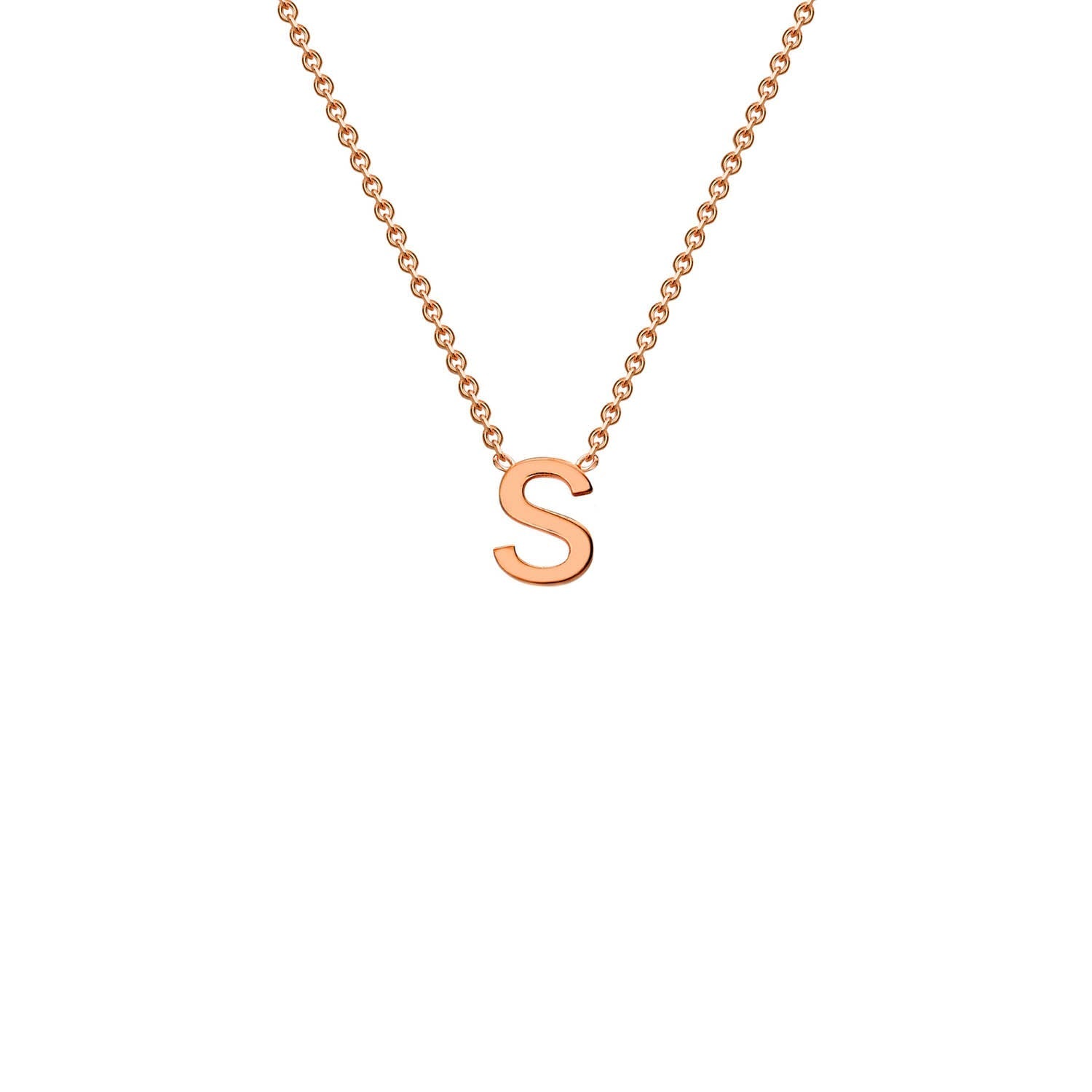 9ct Rose Gold 'S' Initial Adjustable Letter Necklace 38/43cm