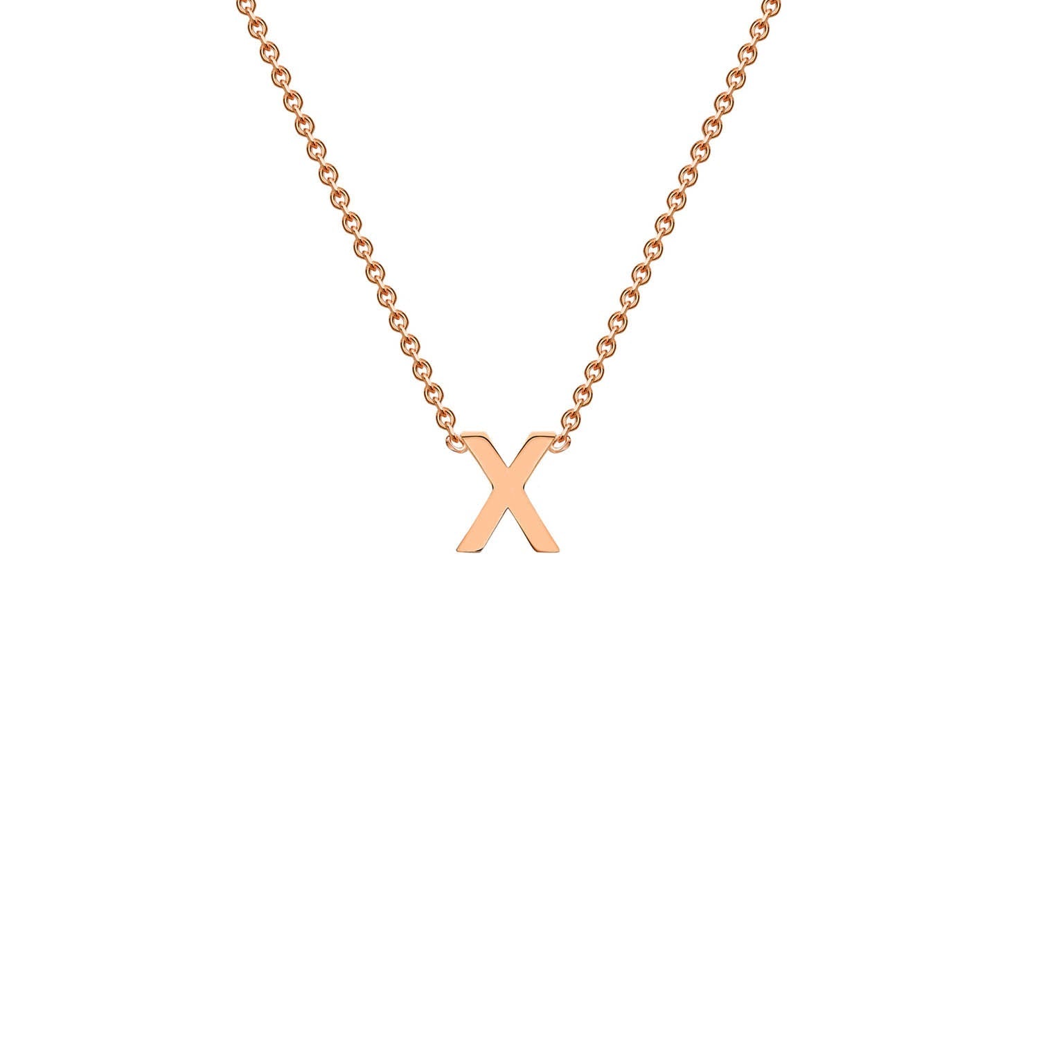 9ct Rose Gold 'X' Initial Adjustable Letter Necklace 38/43cm