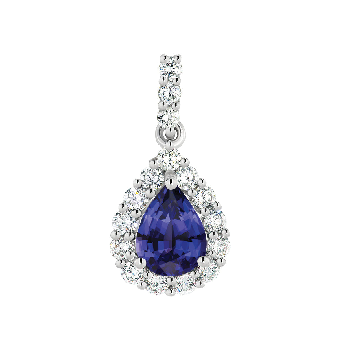 9ct White Gold Tanzanite & Diamond Pendant