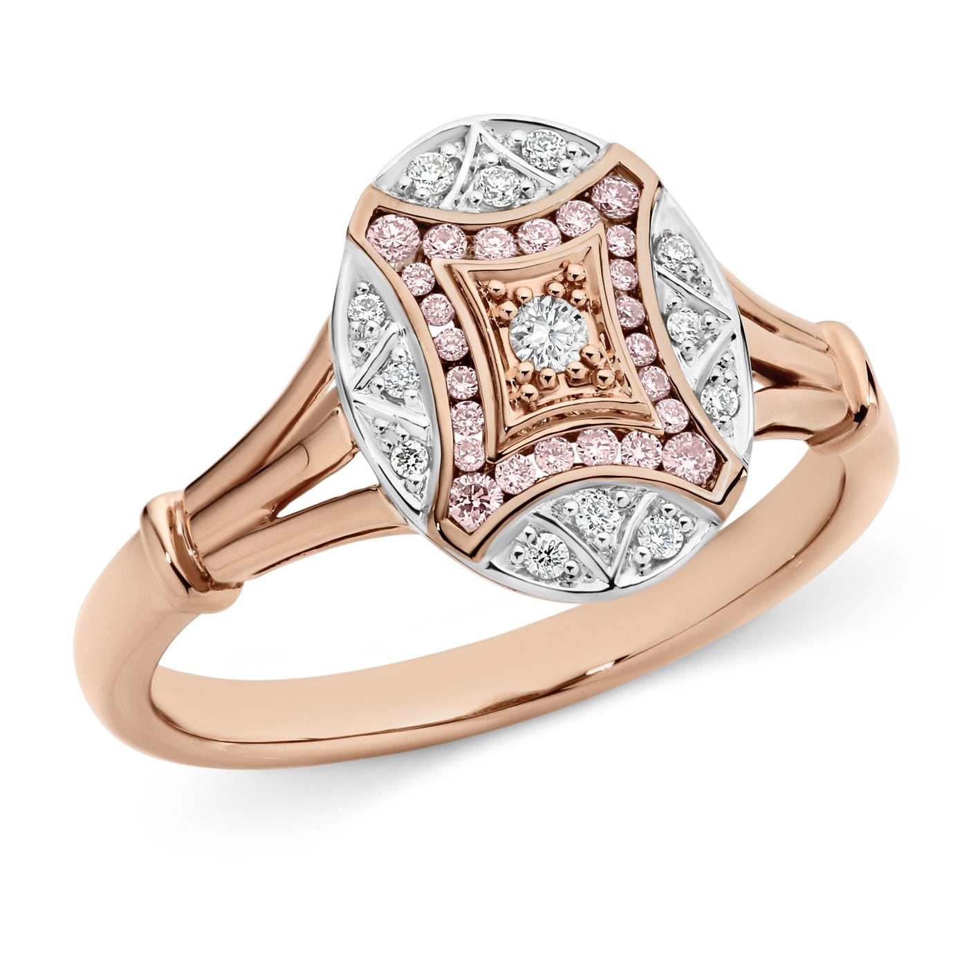 PINK CAVIAR 0.206ct Pink Diamond Ring in 9ct Rose & White Gold