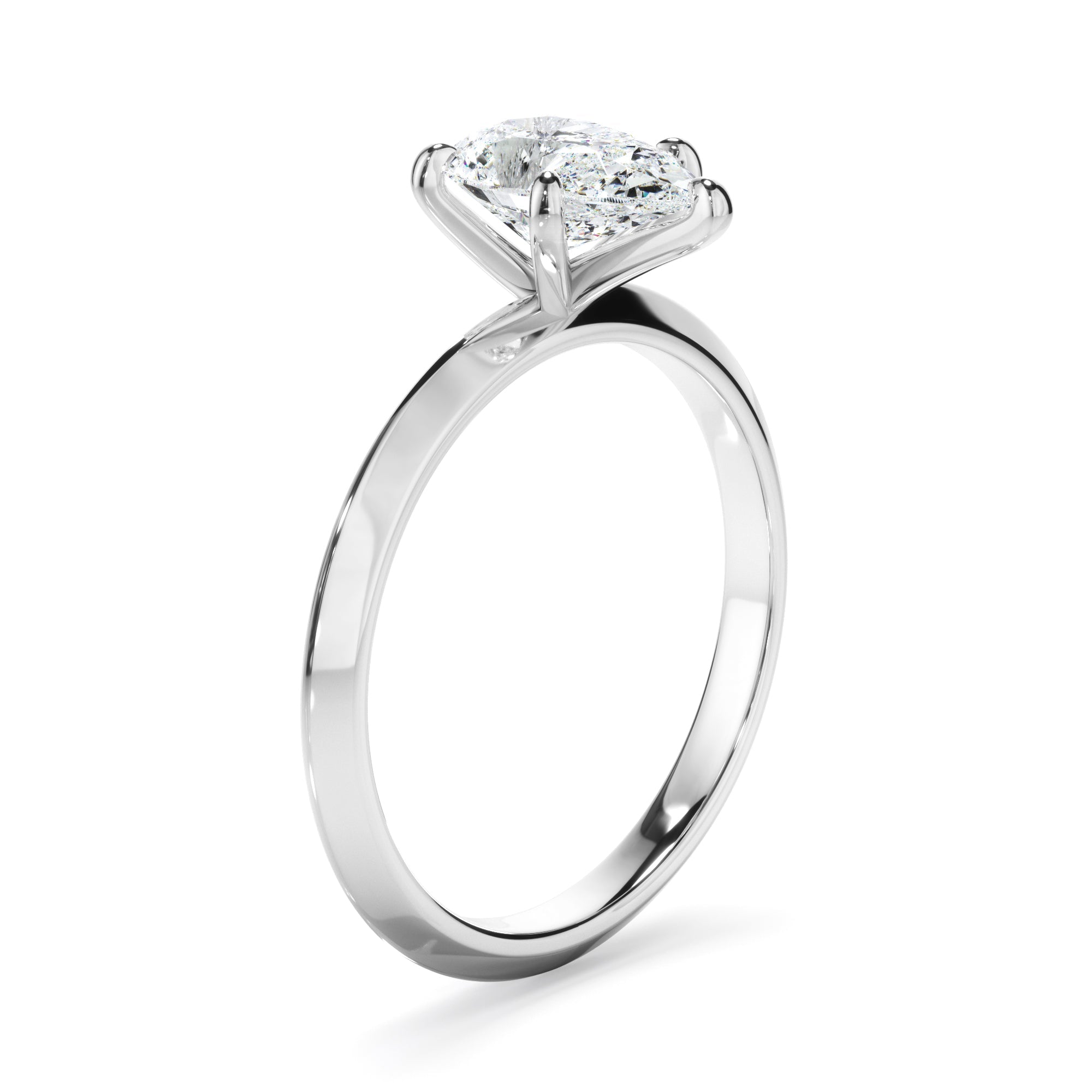 Pear Cut Diamond Solitaire Knife Edge Engagement Ring